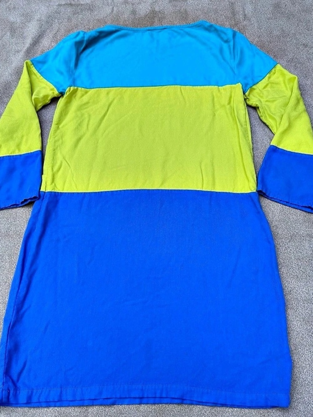 Maeve Anthropologie Colorblock Shift Dress Tunic 3/4 Sleeve Blue Yellow 0